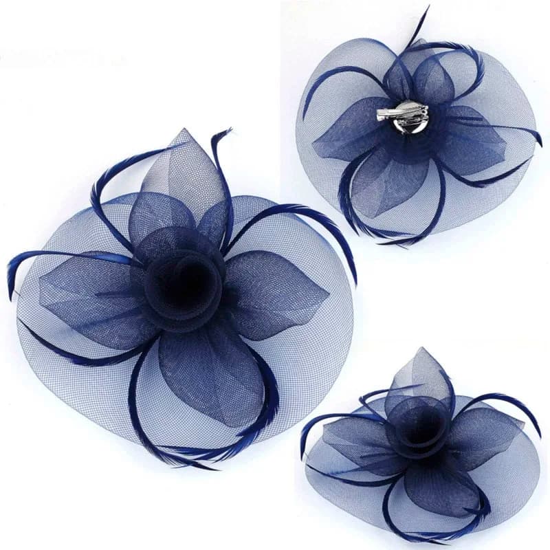 New Mesh Feather Flower Hair Hat Headband for Women Elegant Wedding Church Guest Headdress Fascinator Party Headwear Accessories