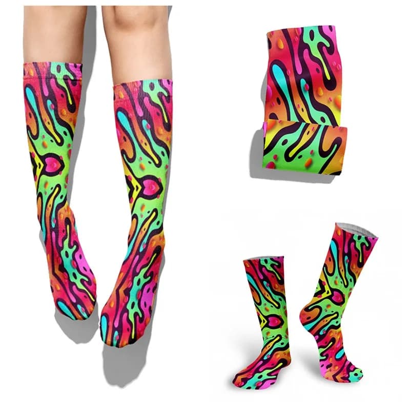 New Fashion Graffiti Hip-hop Socks Novelty Print Couple Cotton Women Harajuku Colorful Socks Streetwear Calcetines Kawaii Socks