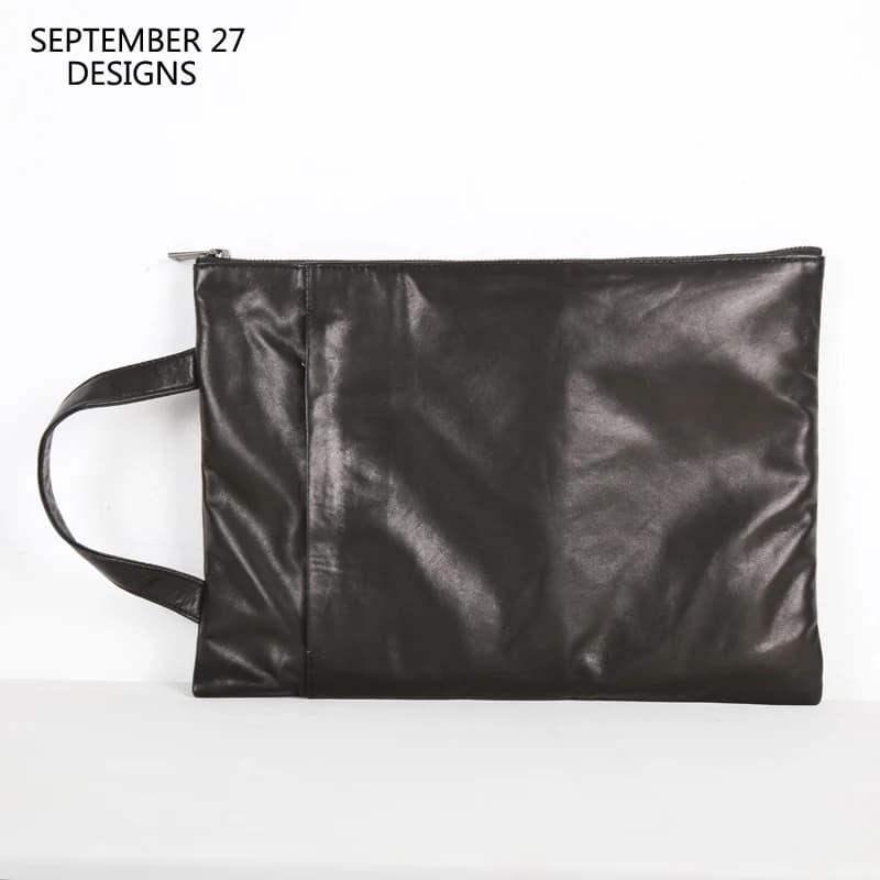 Men Clutch Genuine Leather Luxury Work Office A4 File Storage Bag Women Casual Handbag Zipper Organizer Bags