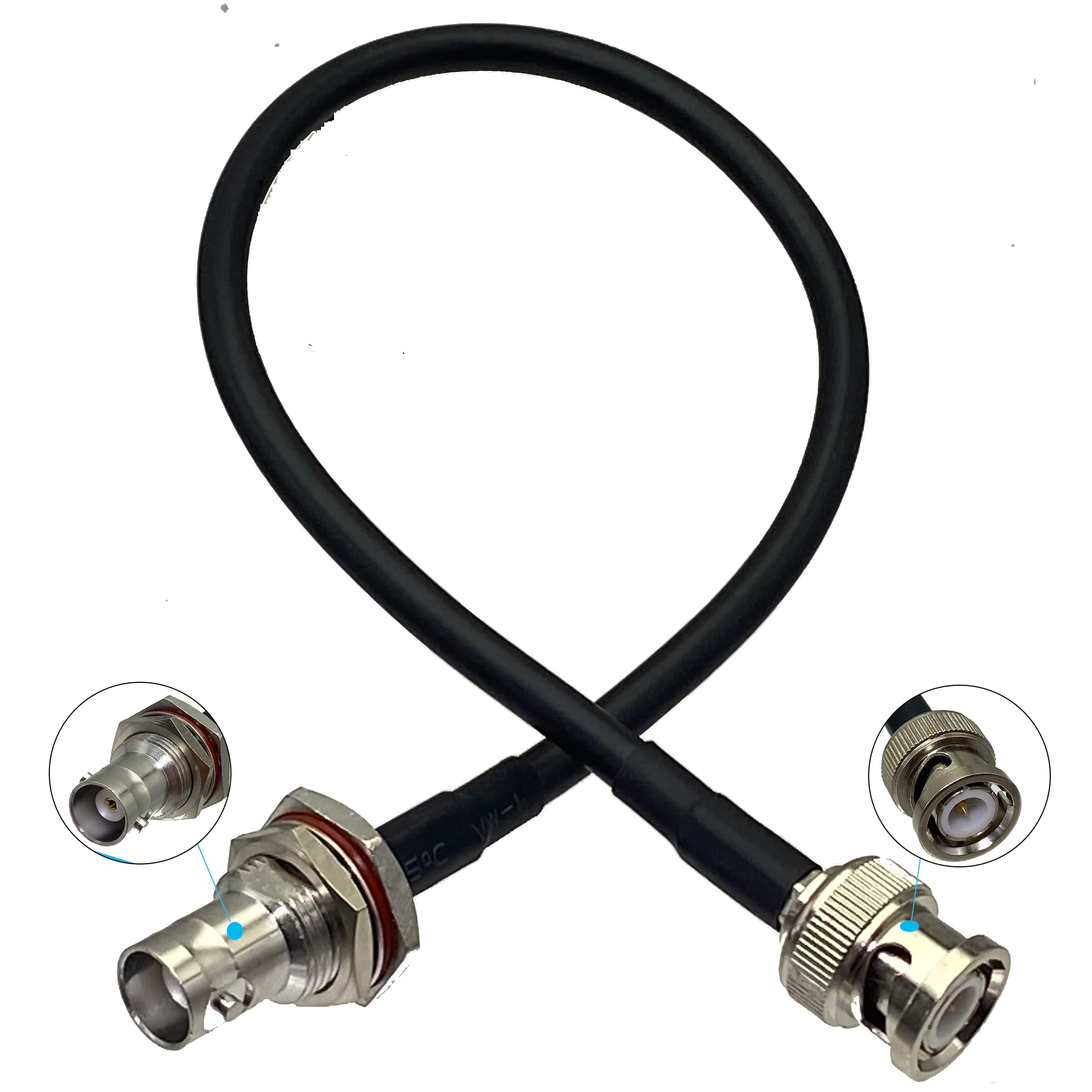 RG58 BNC Female jack Bulkhead to BNC Male plug Connector Crimp RF Coaxial Jumper Pigtail Cable For Radio Antenna 6inch~20M