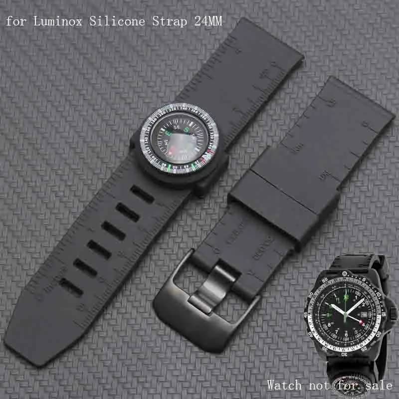 shengmeirui for Lumino-x Military Silicone Watch Band 22MM 23MM 24MM black white Men's Sports Bracket