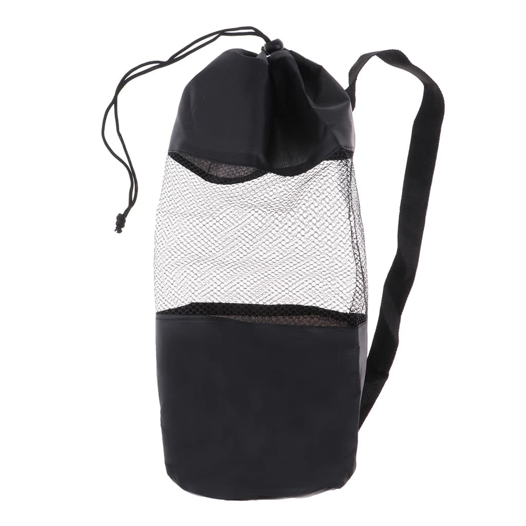 Premium Nylon Mesh Bag with Shoulder Strap Drawstring Closure Lightweight Multifunction Gym Fitness Sports Bag Black Men Women