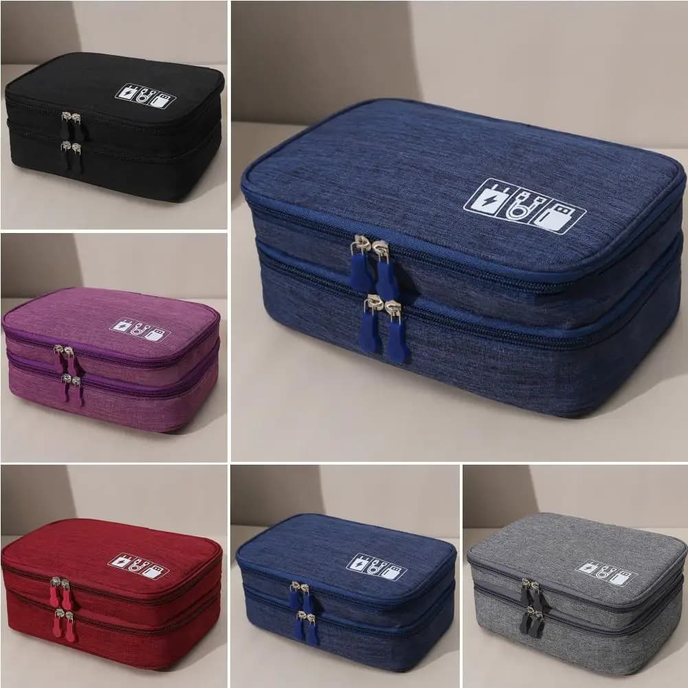 Multifunctional Double Layer Travel Charger Data Cable Electronic Product Storage Bag Digital Storage Bag Portable Digital Stora