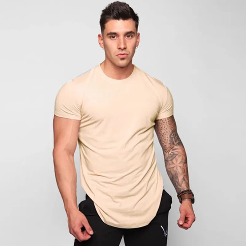 New Men T-shirt quick-dry Short Sleeves Running T-shirt Male fitness training Sports T-shirt Summer Solid color crew neck tops