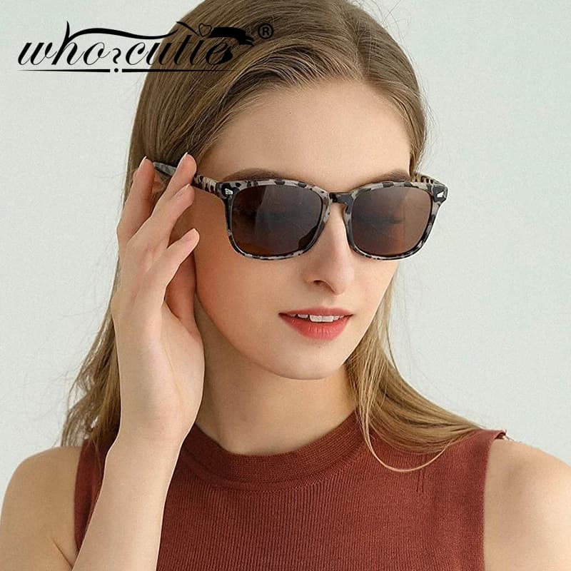 Vintage Polarized Sunglasses for Women Men Brand Design Tortoise Rectangle Frame Classic Rivets Trendy Stylish Sun Glasses UV400