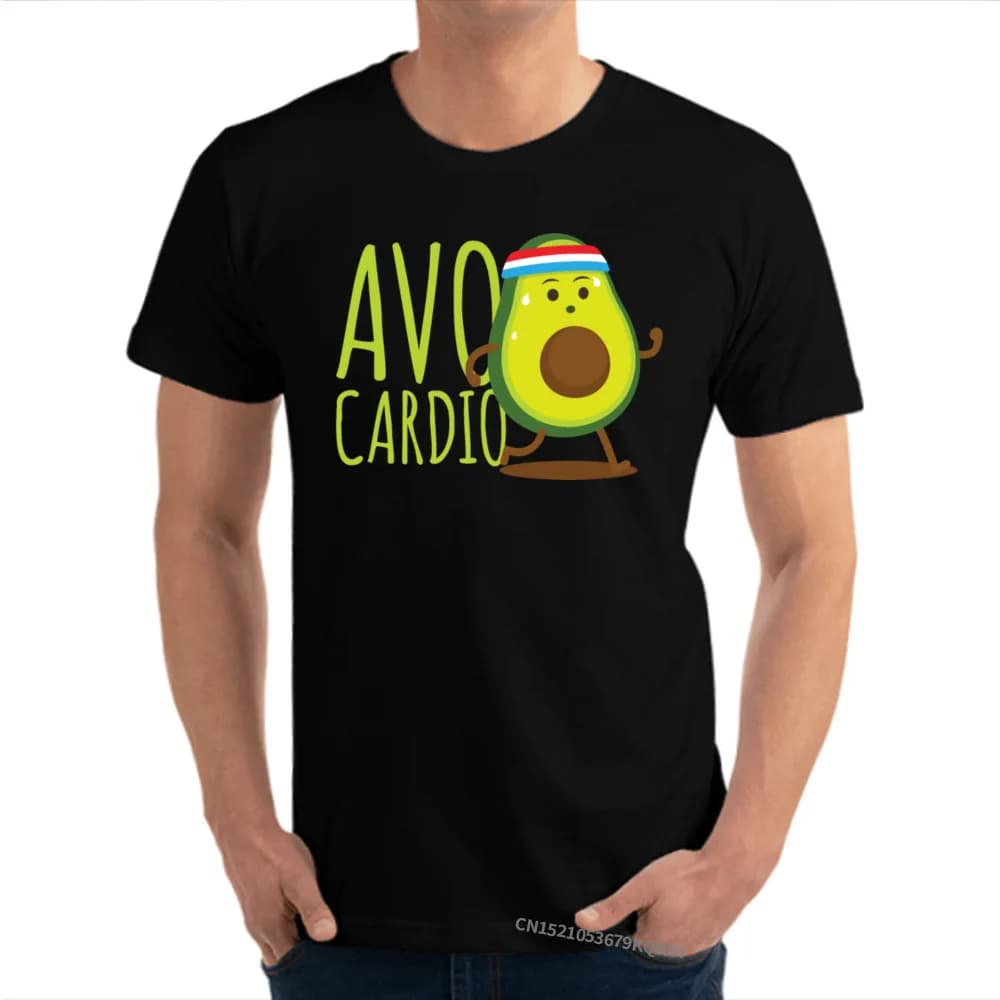 Hipster T-shirts Avo Cardio Fitness Avocado Family Printed On Cotton O Neck Man Tops Tees Normal T Shirt  Wholesale