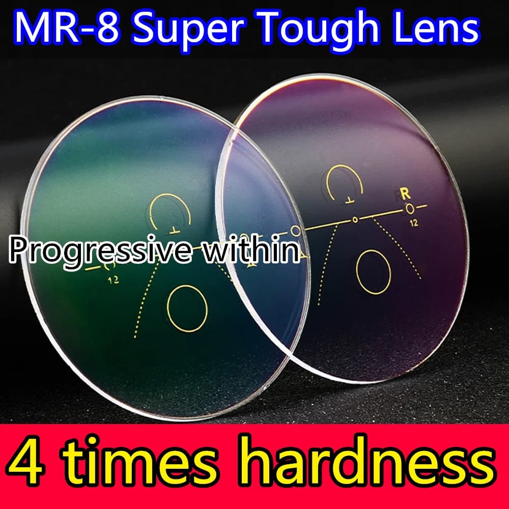 High Quality Optic Lens 1.56-1.61-1.67 Multifocal Progressive Optics Prescription Myopia Lenses Super-tough MR-8 Series Hardness