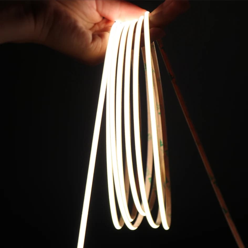 OCONA 4mm Super Thin COB LED Strip Lights for Home Decor 480LEDs/m High Density Flexible Tape Light 12V 24V Warm White Dimmable