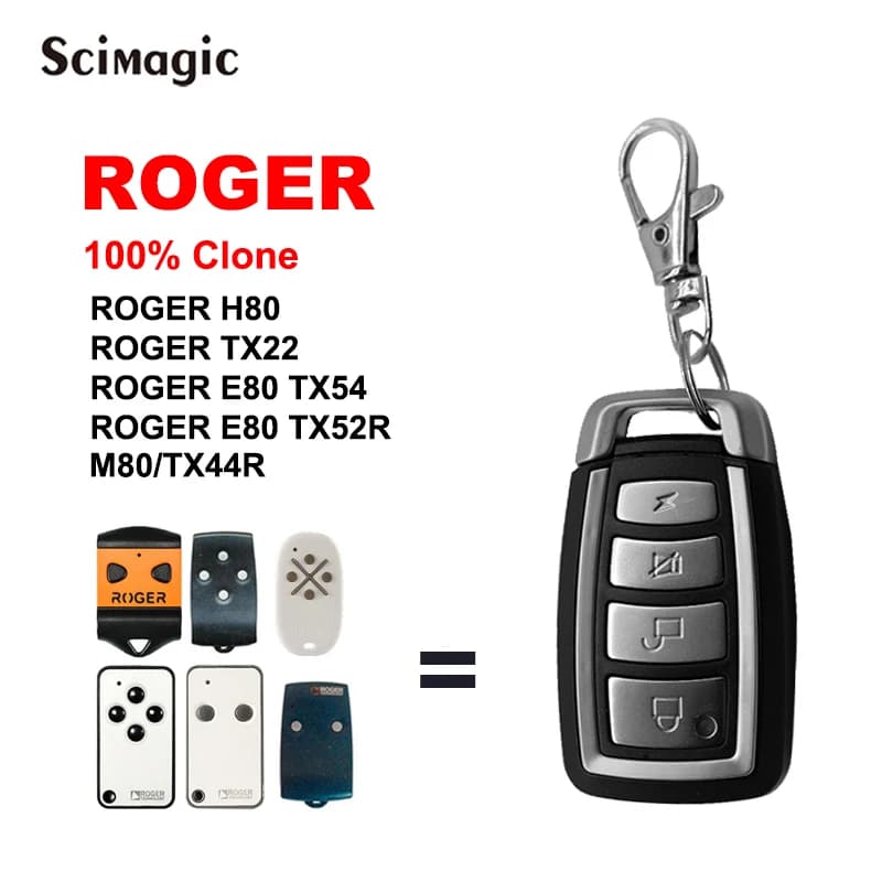 ROGER H80 TX22 E80 TX54R TX52R Garage Door Opener 433.92MHz Fixed Code Remote Control