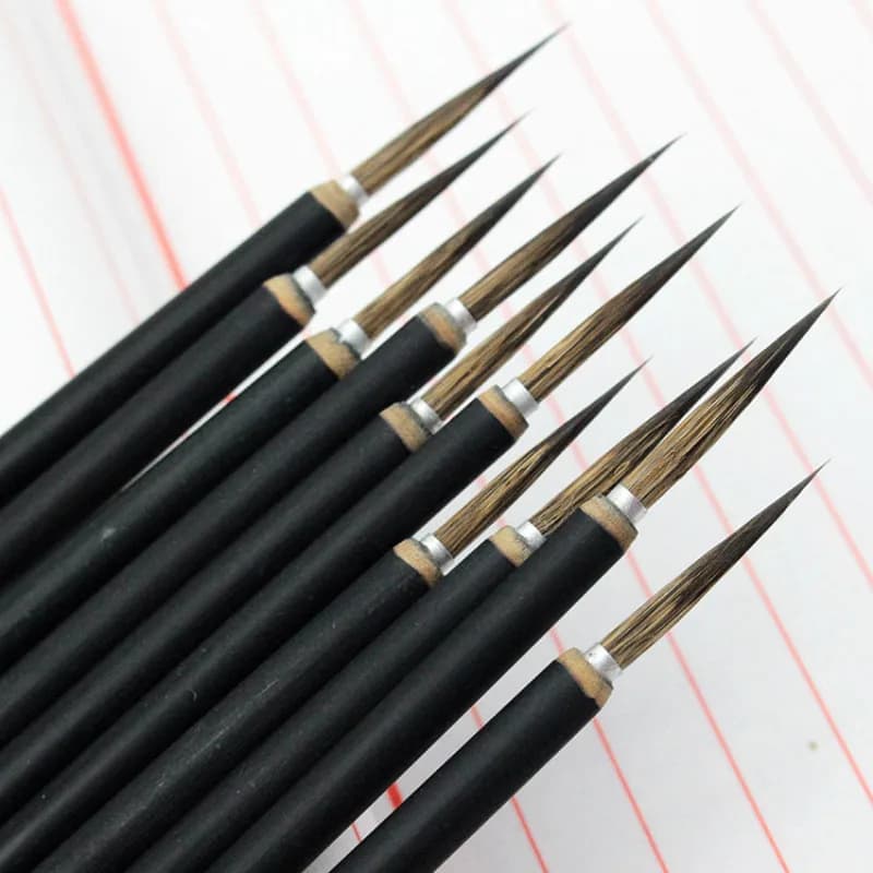 6pcs/lot Chinese Calligraphy Brush Copper Head Hook Line Fine Paint Brush Pen Weasel Mouse Whisker Stone Badger Hair Paint Brush