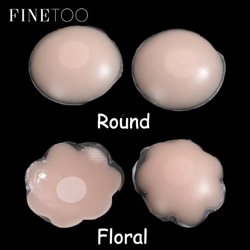 FINETOO Women Nipple Cover Female Sexy Push Up Breast Paste Reusable Invisible Silicone Self Adhesive Invisible Lift Up Stickers