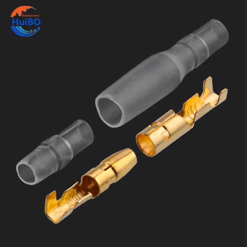 25/50/100sets 4.0 bullet Crimp terminal   car electrical wire connector diameter 4mmFemale + Male + Case Cold press terminal  