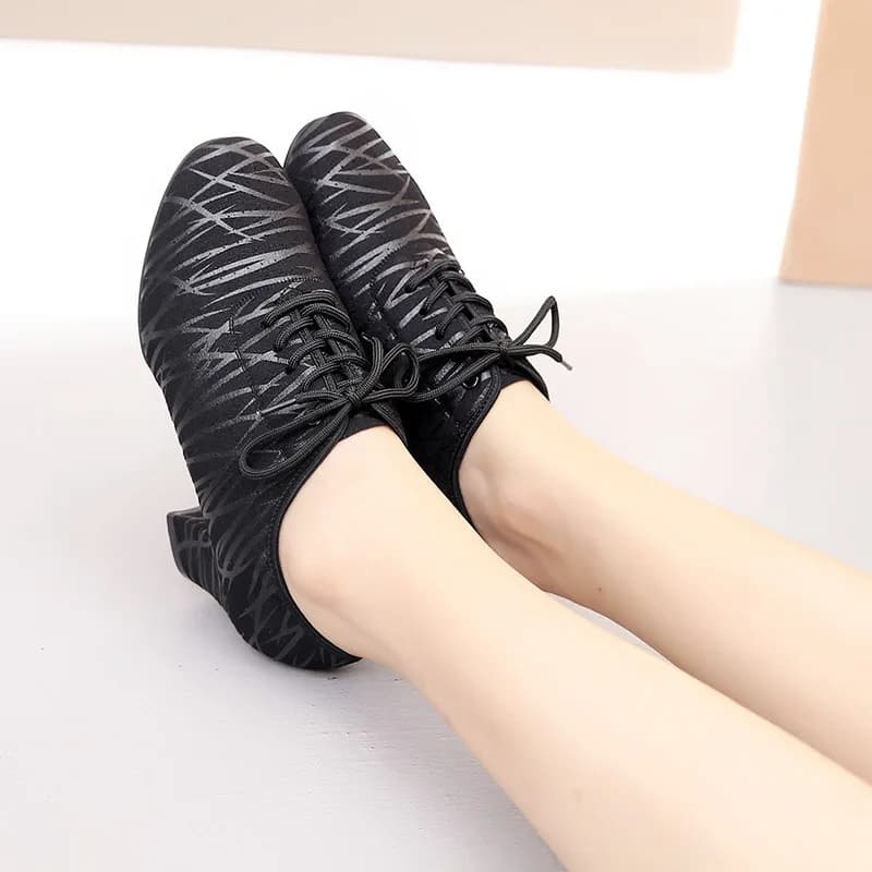 Sneakers Woman Female Teacher Two Points Square Latin Dance Shoes Sports Cowhide Dancing Shoes Ballroom Leather Women Shoes