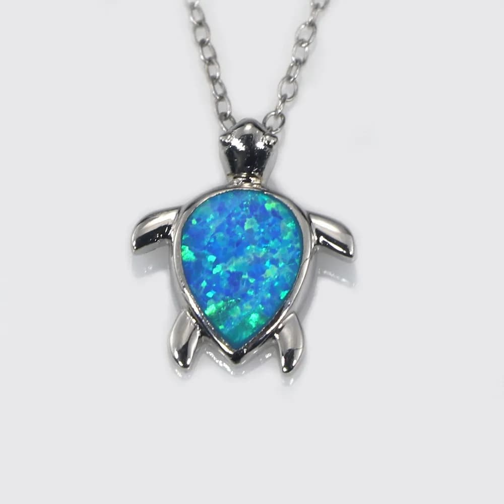 JLP-686 New Design Turtle Blue Opal Pendant 925 Sterling Silver Pendants & Necklace Top Premium Jewelry Gifts