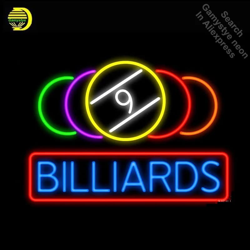 9 Ball Billiards Real Neon Glass Neon Sign Neon Bulbs Store Display Glass Tube Handcraft Recreation Advertising Gifts Game Room
