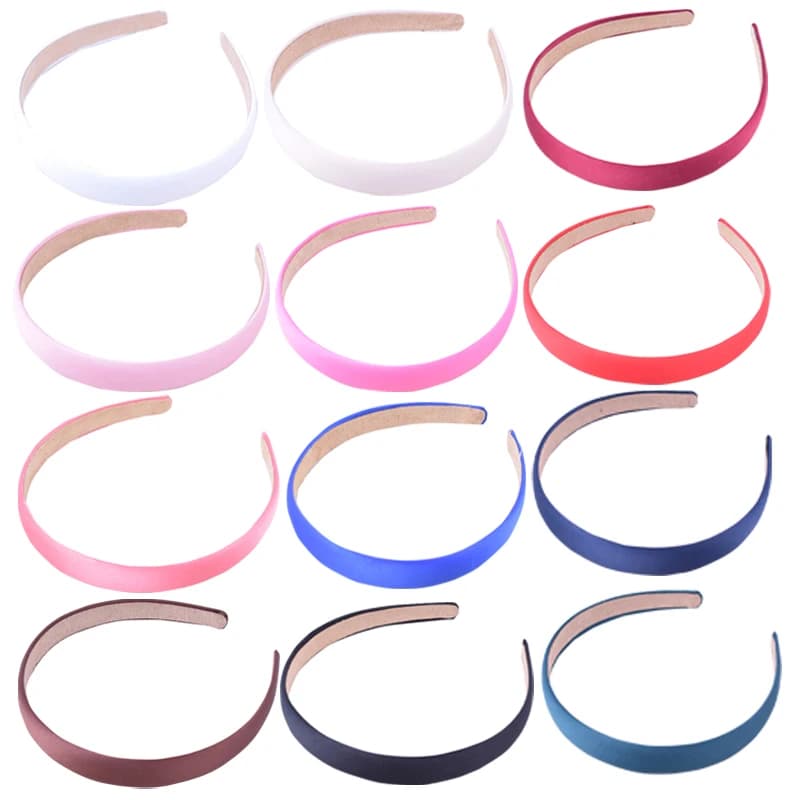 12pcs/lot 1.5CM Solid Color Hair Band Headband Ribbon Covered Hairbands For Girls Women Hair Accessories Female Fabric Headbands