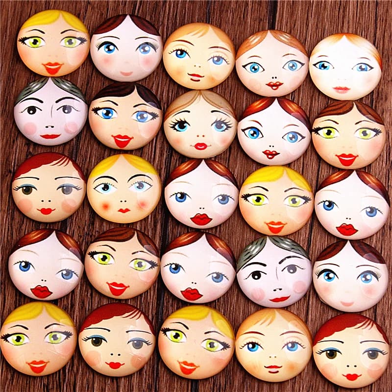 6pcs mix Beautiful girl Pattern Round Glass Cabochon 20mm 25mm Dome Flat Back DIY Jewelry Finding