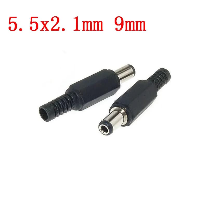 2025 Hot Sales 5 Pcs Black 2.1mm x 5.5mm DC Power Male Plug Jack Adapter
