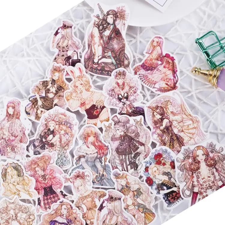 190pcs/pack Sen Goth Girl Lolita Girl Sticker Handbill Sticker Homemade Watercolor Hand-painted Daily Scrapbooking Stickers