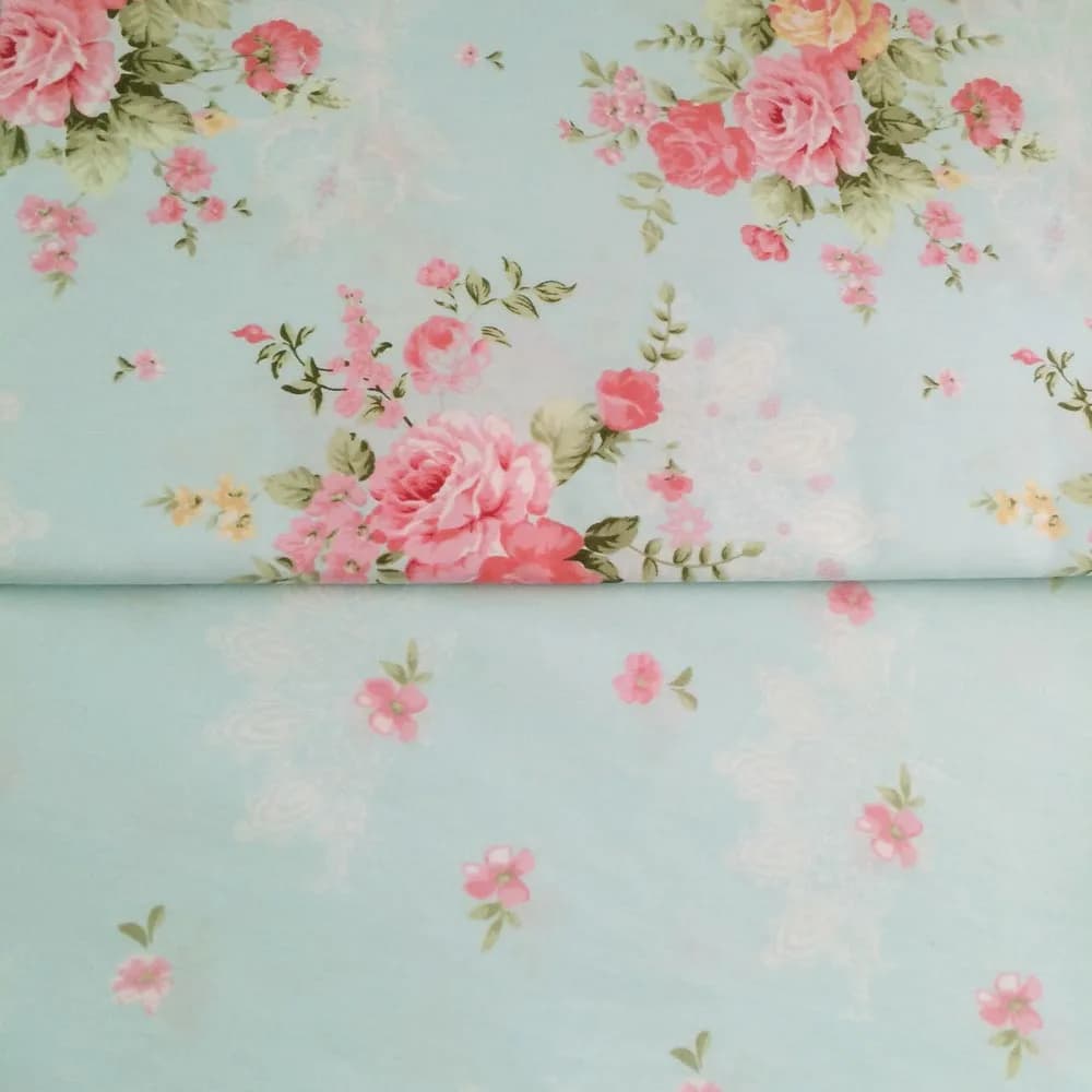 100% Cotton Fresh Elegant Blue Floral Pastoral Flower Twill Cloth DIY For Kid Bedding Dress Chic Curtain Craft Telas Fabrics