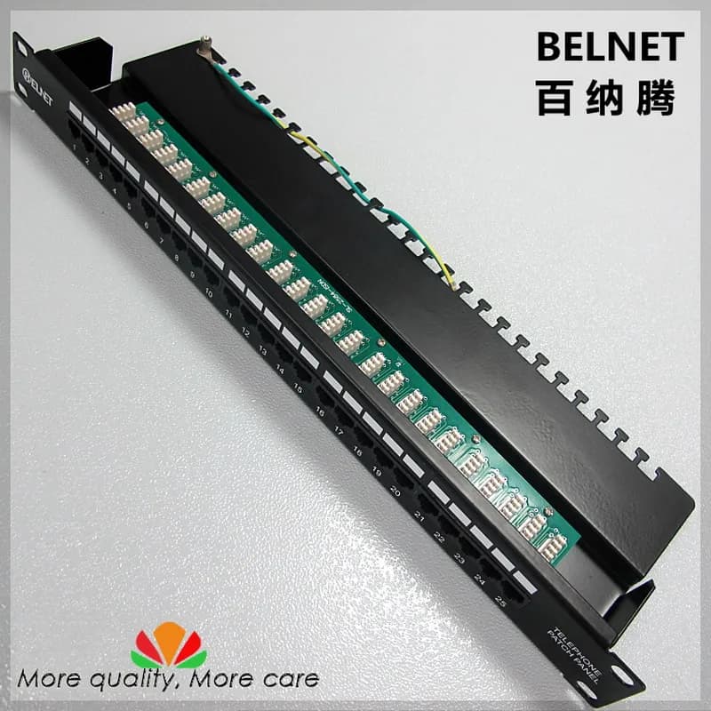 25-ports telephone voice patch panel telecommunication engineering grade 19-inch 1U PCB type RJ11 patch panel distribution frame