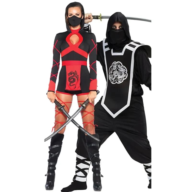 Halloween Ninja Costume Couple Costume Masquerade Party Halloween Costumes for Women Adult Men Ninja Samura Assassins Costume