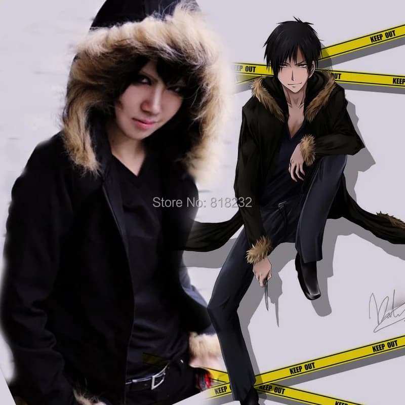 DuRaRaRa!! Orihara Izaya Warm Coat Jacket Hoodie Outwear Tops Uniform Outfit Cosplay Costumes