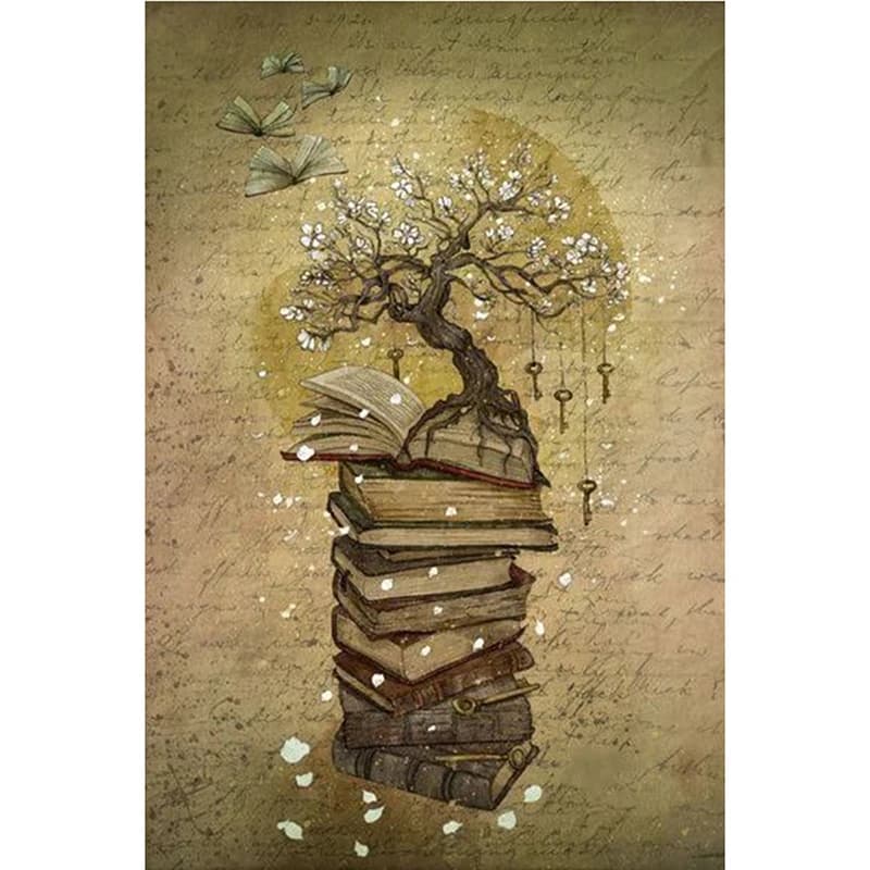5d diy full square drill diamond painting embroidery Book Tree Diamond Cross Stitch Rhinestone decor KBL