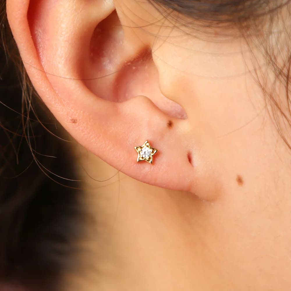 mini small the second stud piercing earring cute lovely star shaped stud gold color top quality minimal jewelry