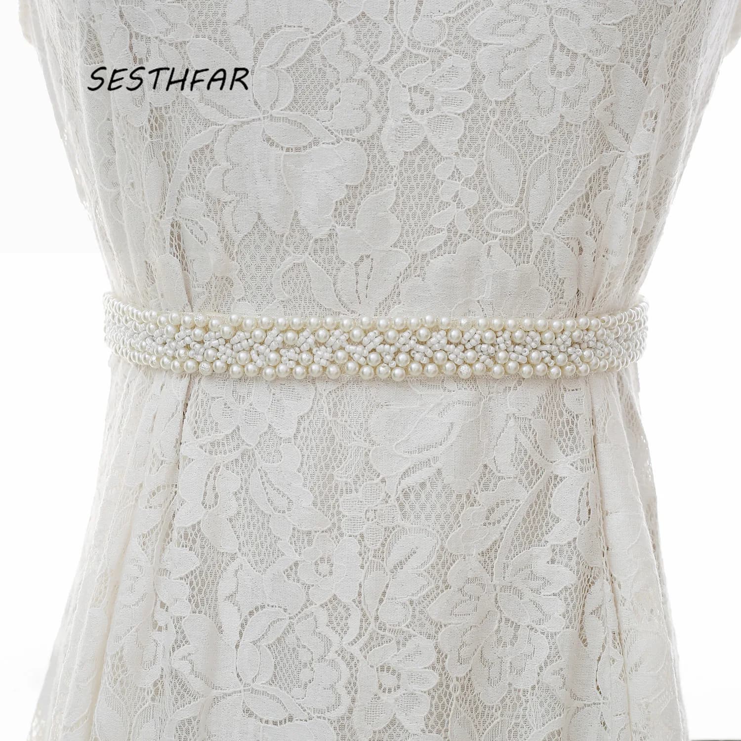 SESTHFAR Pearls Wedding Belts handmade Bridal Belts Fashionable Pearl Beaded Bridal Sashes Wedding Accessories