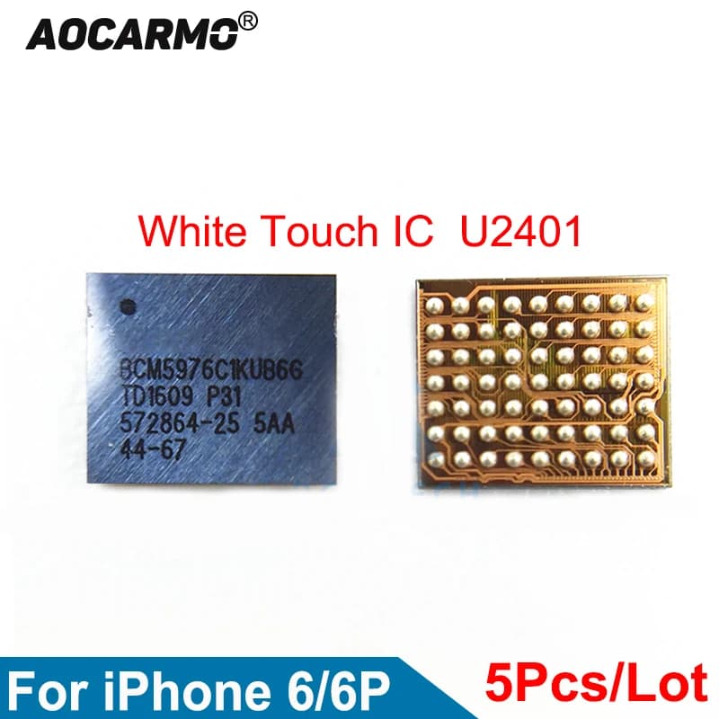 Aocarmo 5Pcs/Lot Crystal White Touch Digitizer Screen IC Chip For iPhone 6 6Plus 6P U2401 BCM5976C1KUB6G