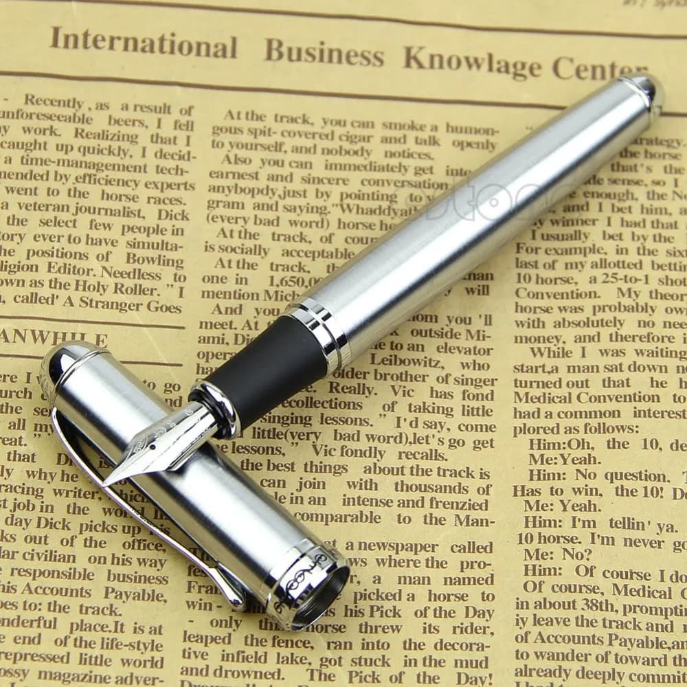Luxury Brand Jinhao X750 Silver Stainless Steel Fountain Pen Medium 18KGP Nib School Office Supply Ink Pens Gift Stationery
