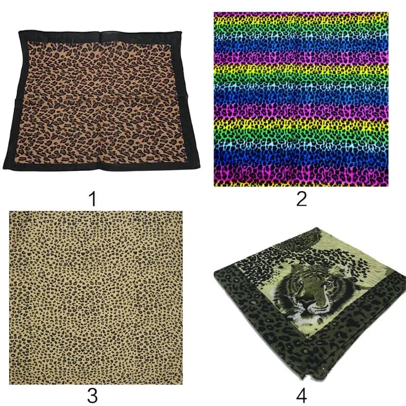 Bohemian Vintage Headband Leopard Tiger Print Unisex Cotton Square Scarf Outdoor Cycling Bandana Hip-Hop Wristband Neck Tie
