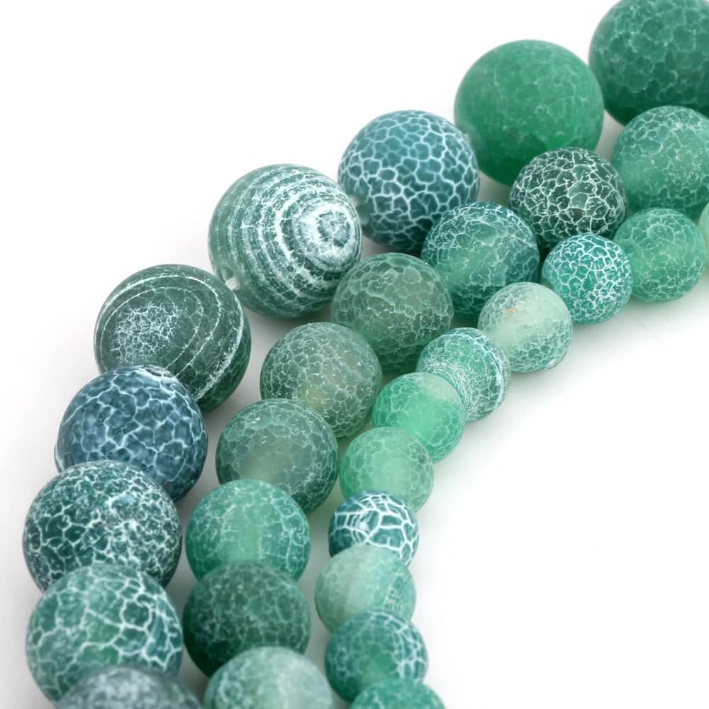 Olingart 6MM/8MM/10MM Green dyeing Matte Frosted White stripe Natural Stone Loose Round Beads DIY necklace Jewelry Making NEW