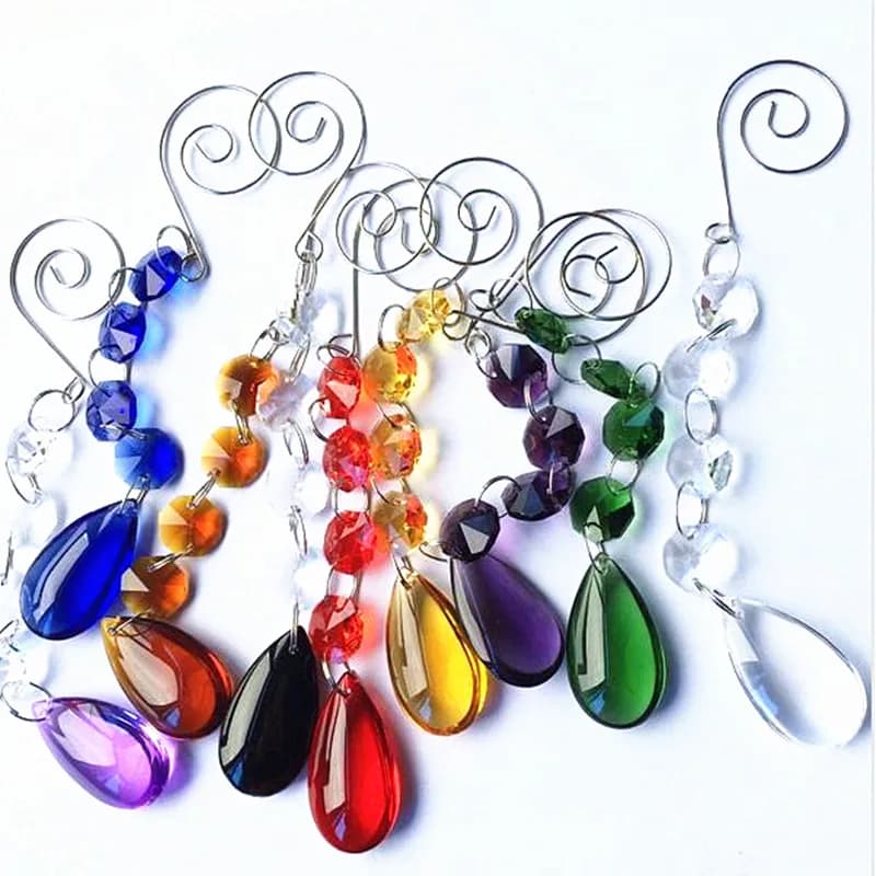 Best Price 10pcs Mixcolor Crystal Glass Beads Strands With Glass Water Drop For Chandeliers Parts Christmas Tree Hanging Pendant