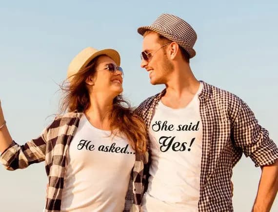Sugarbaby Engagement shirts she said yes shirts couple shirts he asked she said yes T shirt Couple Tees Engagement gift Wedding
