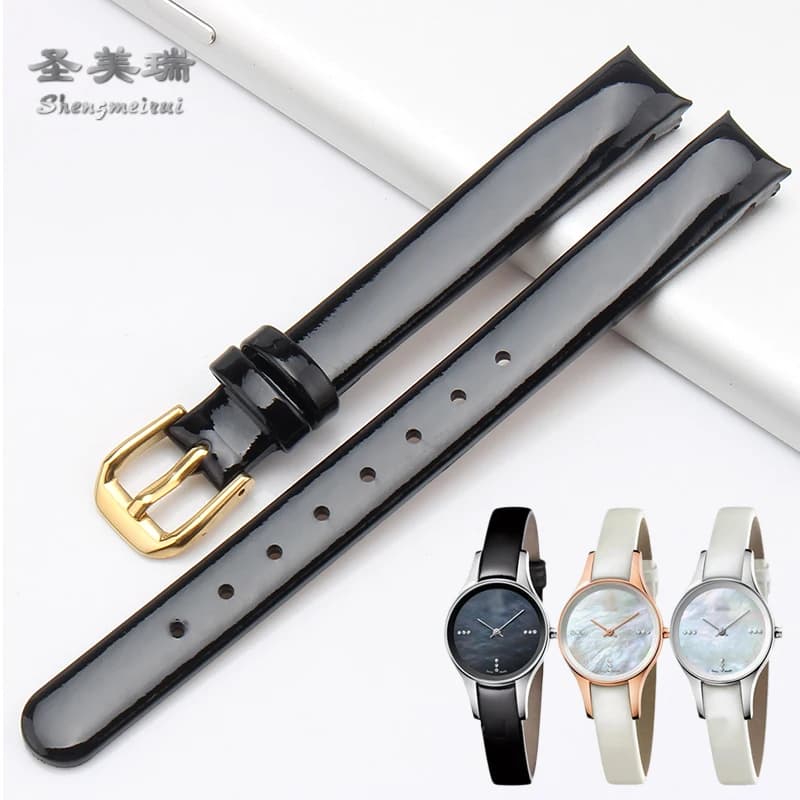 10MM Genuine Leather Strap FOR Calvin K Bent Bracelet Black / Brown Blue / White FOR K43231CS K43232 Women's Quartz Watch