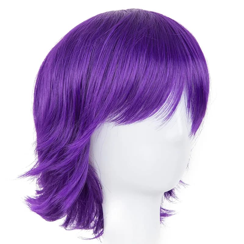 Short Purple Wig Fei-Show Synthetic Heat Resistant Fiber Wavy Hair Women Ladies' Costume Cartoon Role Cos-play Female Hairpiece