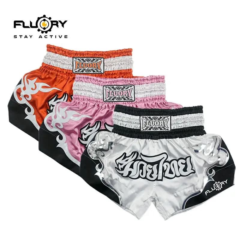 Women Fluory PINK and WHITE and ORANGE NEWEST and FASHION  Muay Thai Shorts