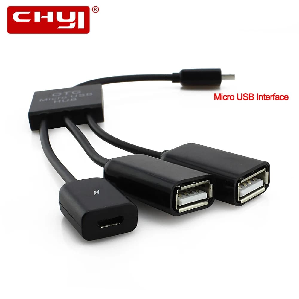Micro USB OTG Hub Male to Female Double  3 Ports USB 2.0 Host Splitter Adapter USB Cable Converter Extender For Android Phone
