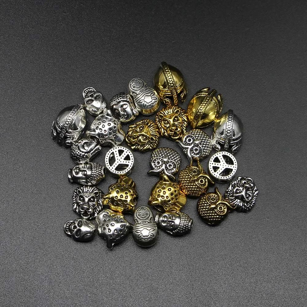 10pcs/lot Antique Gold Color Charm Beads Gladiatus Owl Russian Doll Skull Spacer Beads For DIY Jewelry Finding Making Bracelet