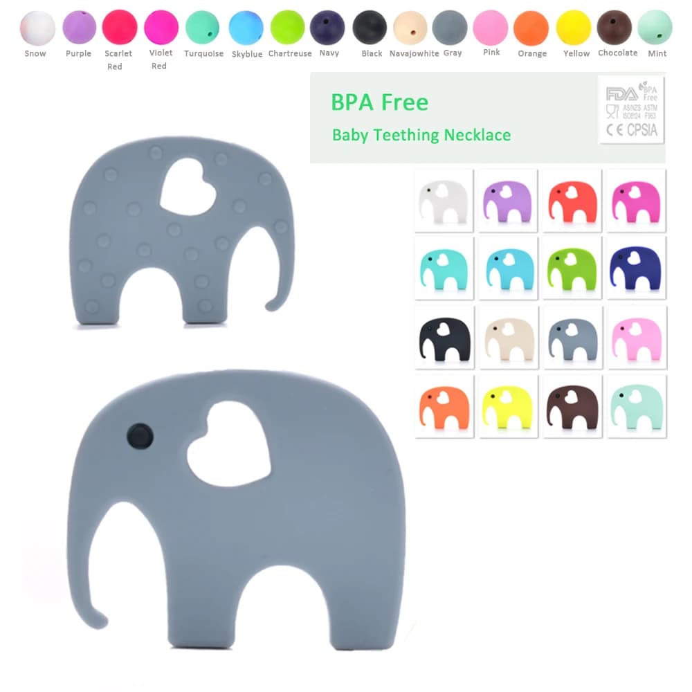 LOFCA Wholesale Fashion Elephant 1pcs silicone pendant BPA Free Food grade Silicone pendant jewelry Jewelry Necklace Accessories