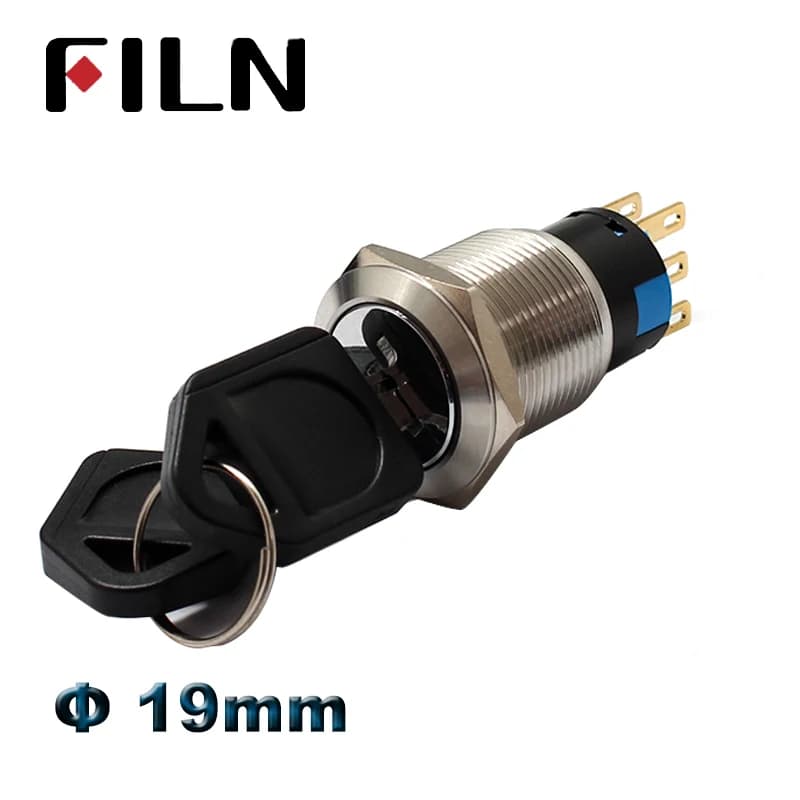 19mm metal 2 position 3 position key switch lock switch latching switch on off switch