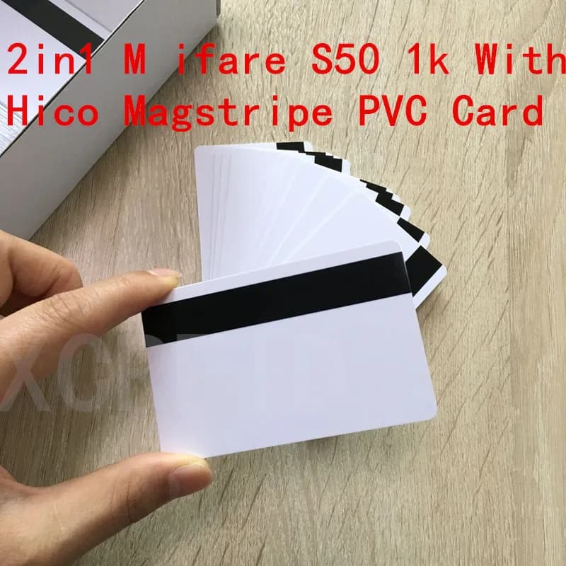 RFID Writable S50 1K Memory with 3 Track Hico Magnetic Stripe Blank PVC Card 200pcs/pack