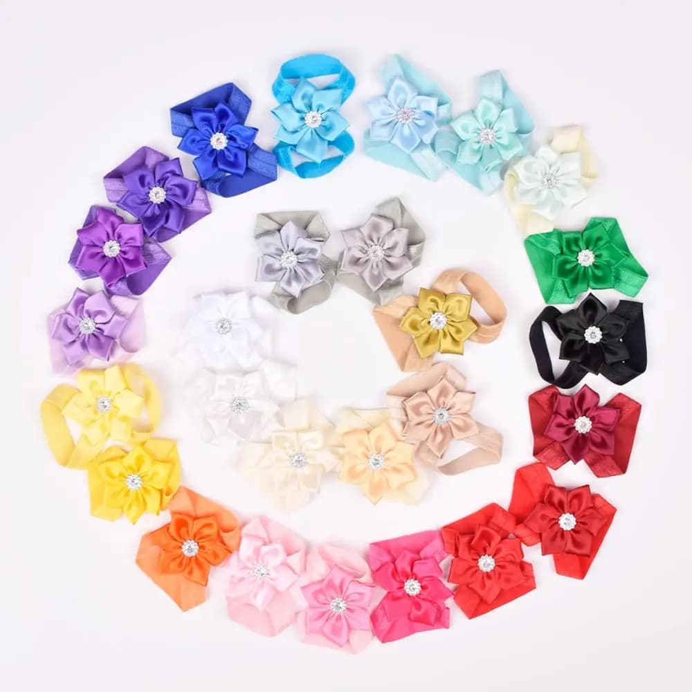 Baby Barefoot Sandals with Ribbon Flower Newborn Sandals Baptism Shoes Baby Girl Shoe Photo Props Birthday Shoes Newborn to 2T