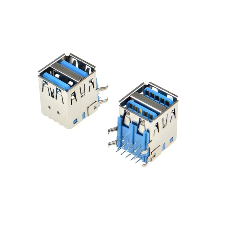 5PCS DOUBLE USB 3.0 TYPE A female jack socket connector USB-A 18 PIN 90 Degrees right angle for PCB