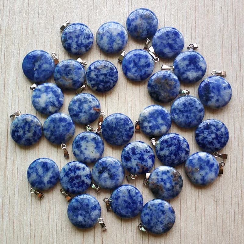 Fashion hot sell natural sodalite stone round shape charms pendants for jewelry making 50pcs/lot Wholesale free shipping
