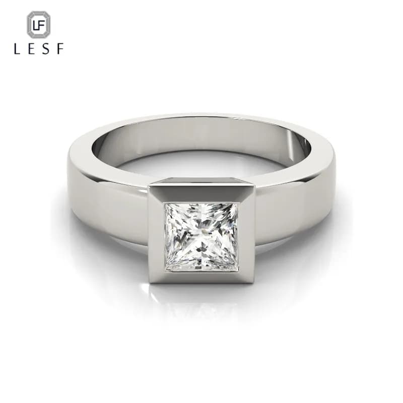 LESF 925 Sterling Silver Square Cut Women Rings Elegant Engagement Wedding Finger Ring Female Gift