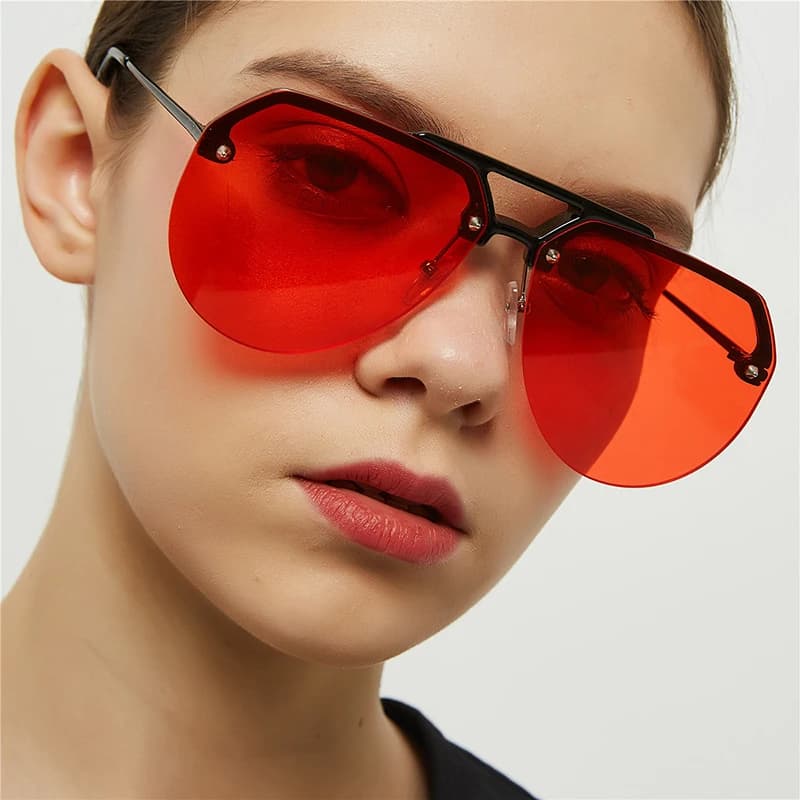 mimiyou Rimless Goggle Sunglasses Women High-Grade Sun Glasses Transparent  Vintage Fashion Female Eyeglasses Shades oculos