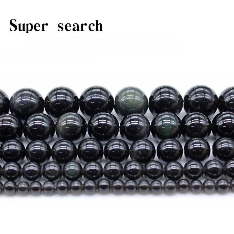 Natural Stone Top quality Obsidian Black Round Loose beads ball 4/6/8/10/12/14/16/MM Handmade DIY Beads Jewelry bracelet Making